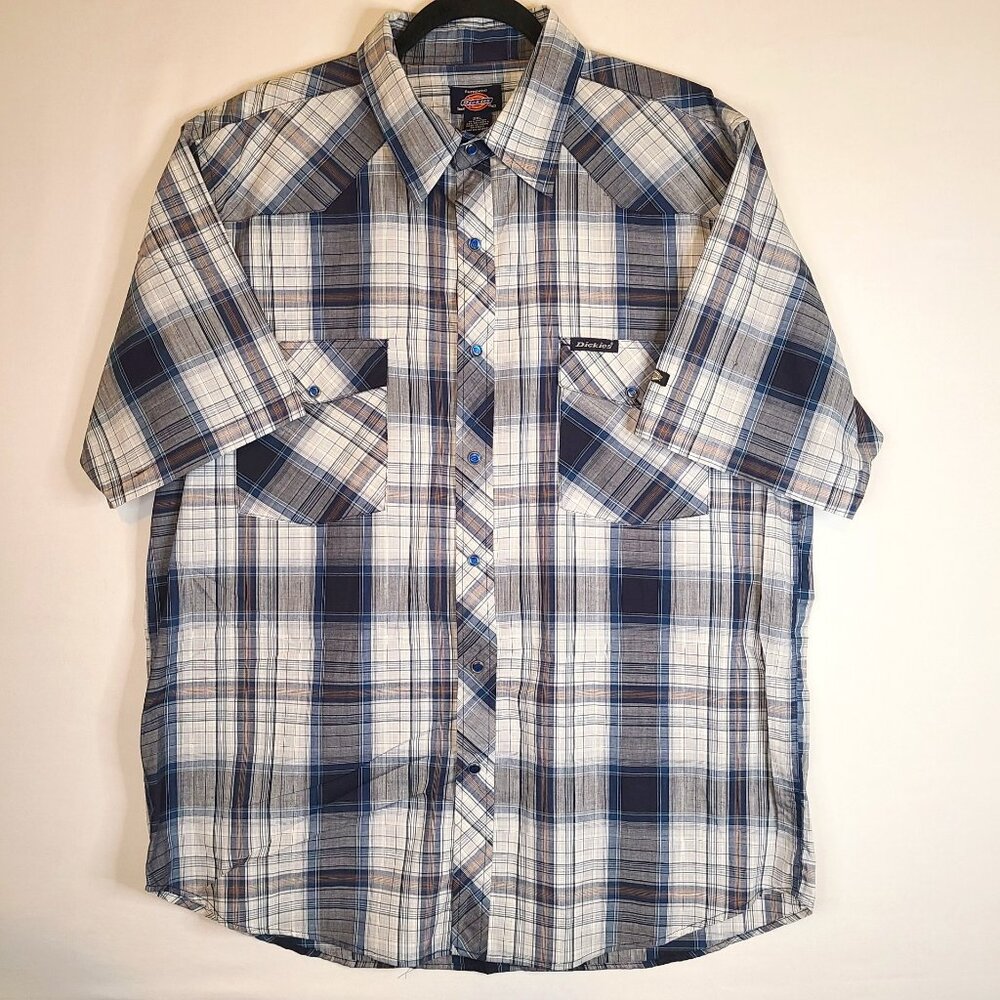 Dickies Short Sleeve Snap Closure Mens Shirt Sz 2XL
